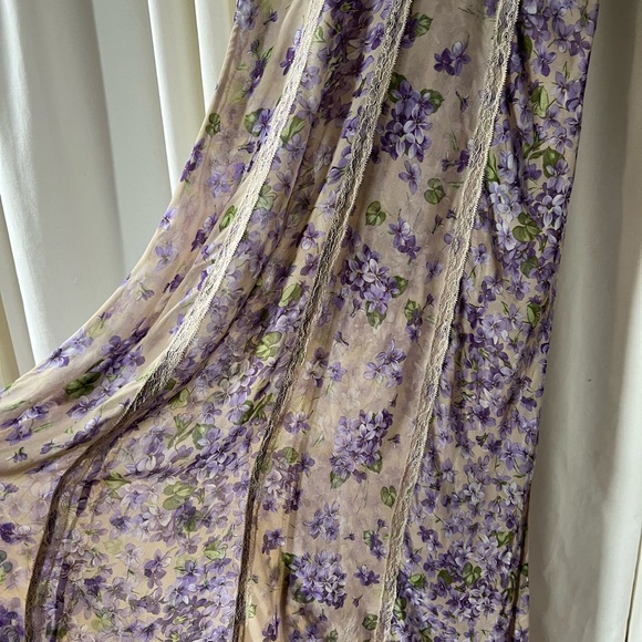 TWINSET Purple Floral and Lace Long Dress M Italian 44 - Picture 4 of 9